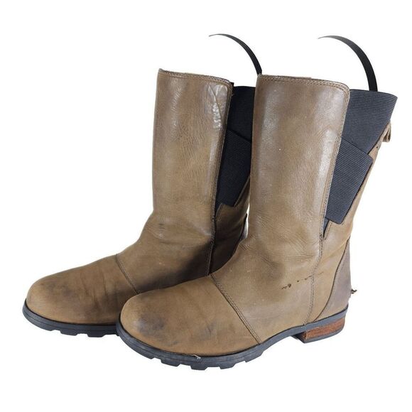 Sorel Women's Emelie US 9 Brown Leather Waterproof Pull On Mid Calf Boots - Picture 1 of 14